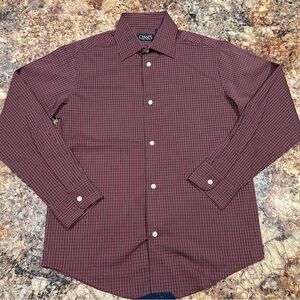 Chaps Boys Burgundy Checkered Button Down Long-Sleeve Shirt. Size Medium (10-12)